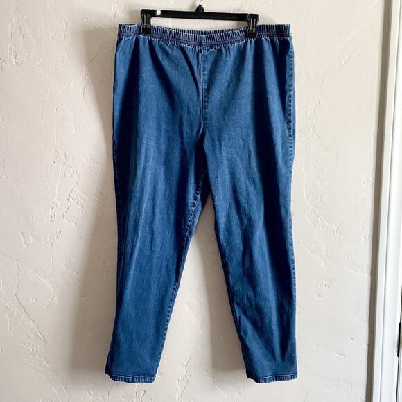 Avenue Blues Size 18 Petite Denim Pants - Stretch Leggings Elastic Waist Cotton - Picture 1 of 5